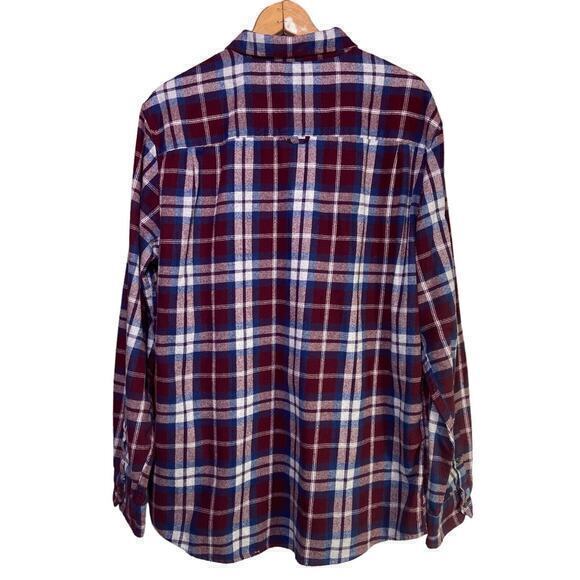 Burnside Men Size XL Maroon Plaid Flannel Button Down Shirt Long Sleeve Pockets - Picture 9 of 11